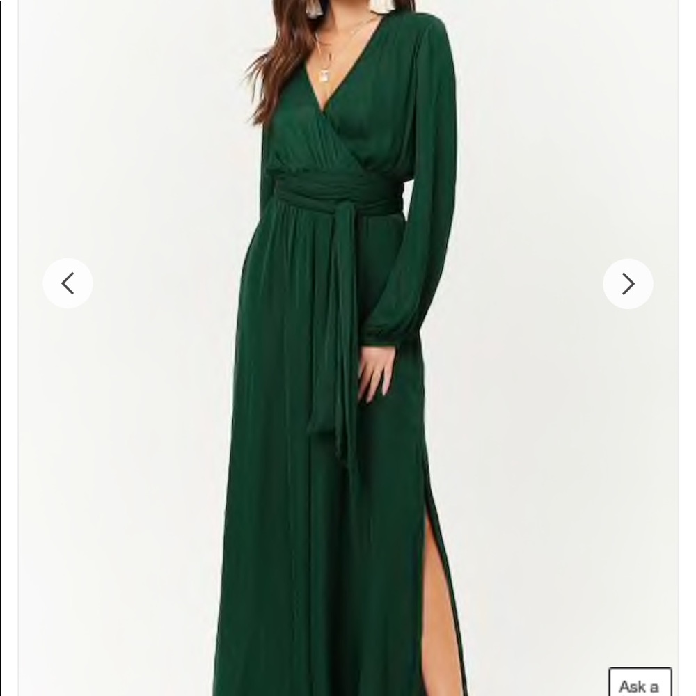 Satin Hunter Green Maxi Dress